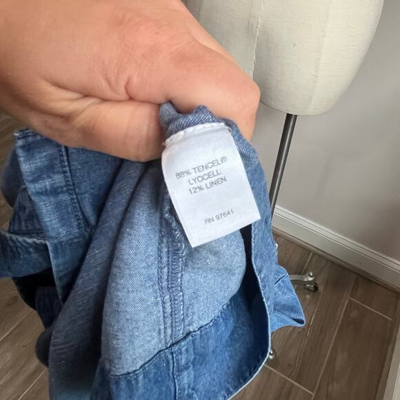 J Jill Denim Chambray Shirt Dress Petite Tencel Linen Blend Size S Petite - Picture 6 of 8